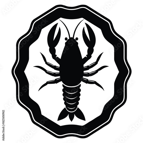 classic retro lobster silhouette  badge style
