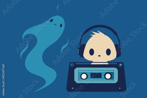 ghost child listening to spooky lullabies on casse (1).eps