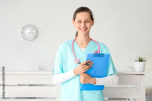 Female medical intern with ...
