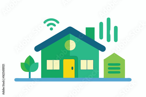 house with smart energy dashboard vector for green (1).eps