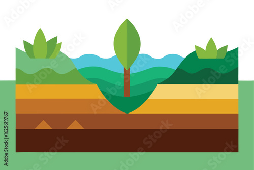 landscape section with plant layers and soil zones (1).eps
