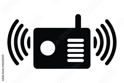 minimalist radio icon with sound waves  ideal for .eps