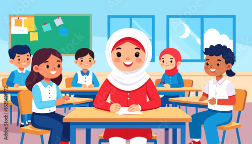 Diverse Classroom: A Cartoon Illustration of Inclusive Education