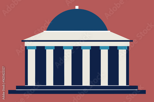 neoclassical building with pillars and dome   (1).eps
