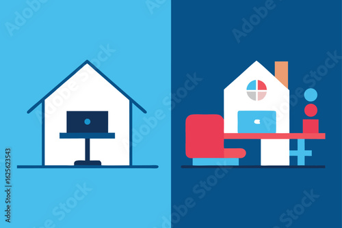 remote work home office vs corporate office compar (1).eps