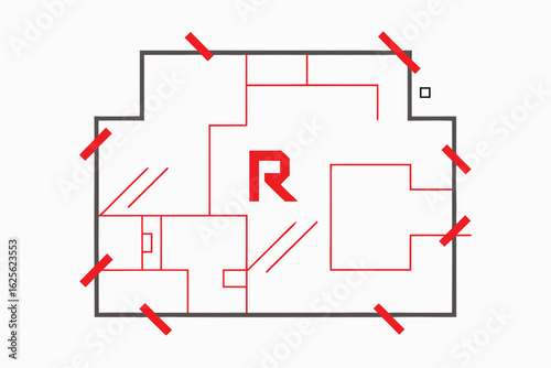 redline revision marks on floor plan sketch   (1).eps