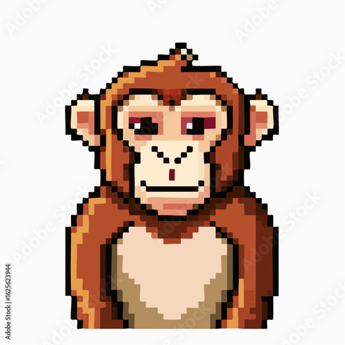 Pixelated primate portrait a charming retro digital art depiction of a monkey