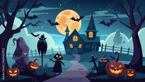 halloween background with haunted house