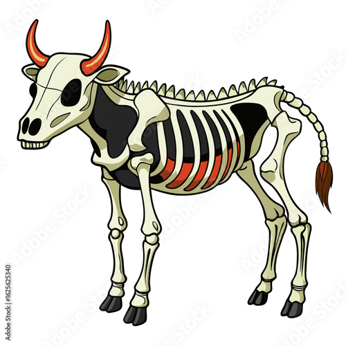 vector illustration of a cow skeleton