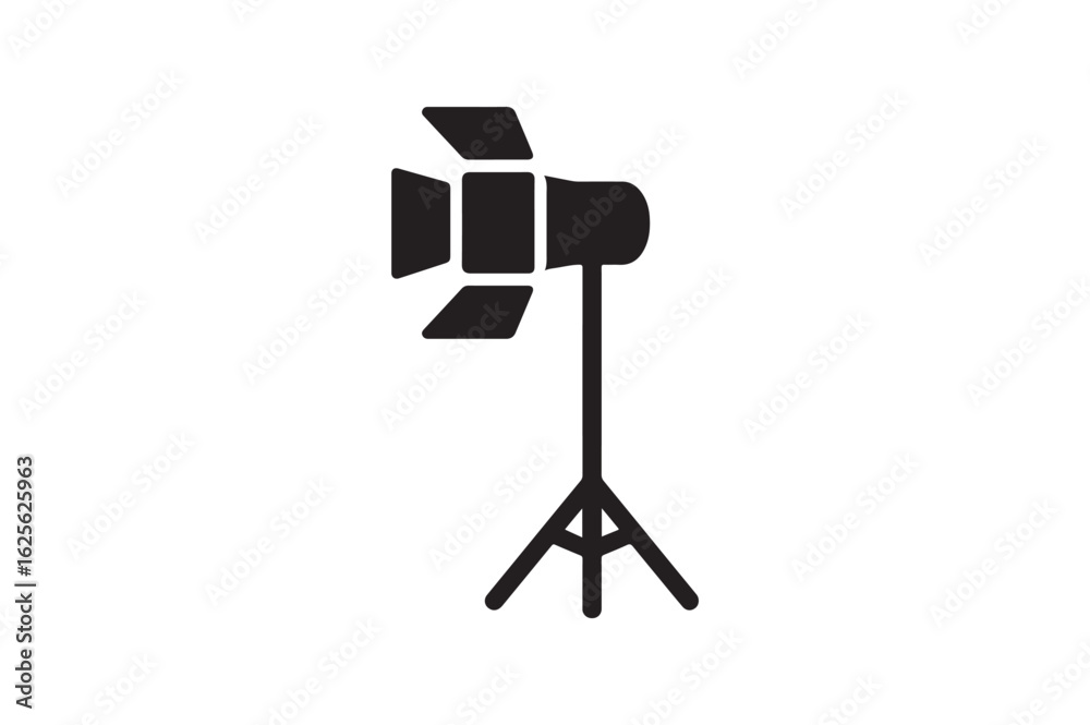 Fototapeta premium Studio Light icon silhouette vector with white background