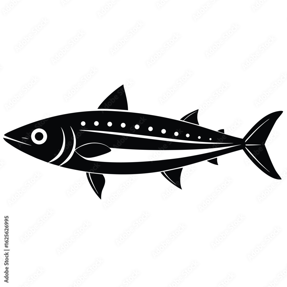 Obraz premium mackerel silhouette black vector icon