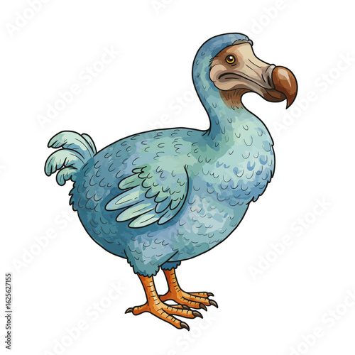 Colorful Cartoon Dodo Bird Illustration Isolated Extinct Flightless Bird Species