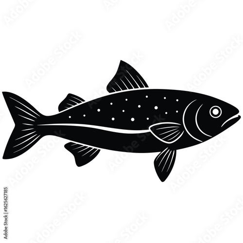 pollock fish silhouette black vector icon