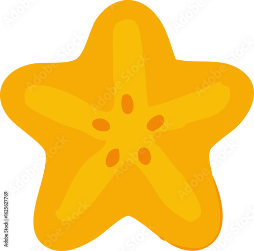Starfruit Shaped Fruit Illustration, Isolated Background. Decorative Fruit Icon Design