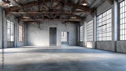 Empty industrial loft space