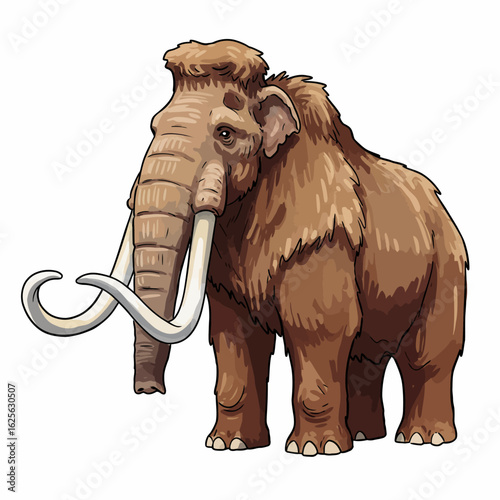 Woolly Mammoth Cartoon Illustration Prehistoric Ice Age Animal Extinct Mammal Design