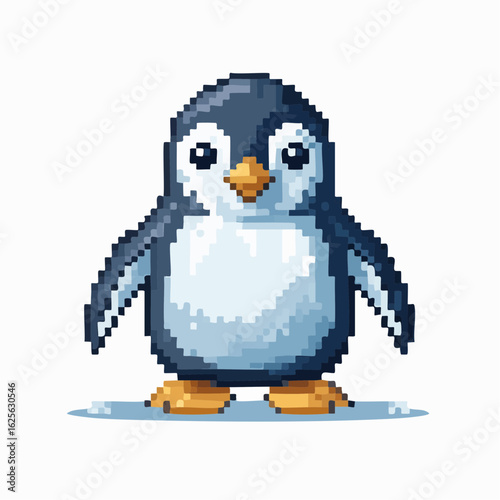 Charming pixelated penguin illustration, a delightful and whimsical character design