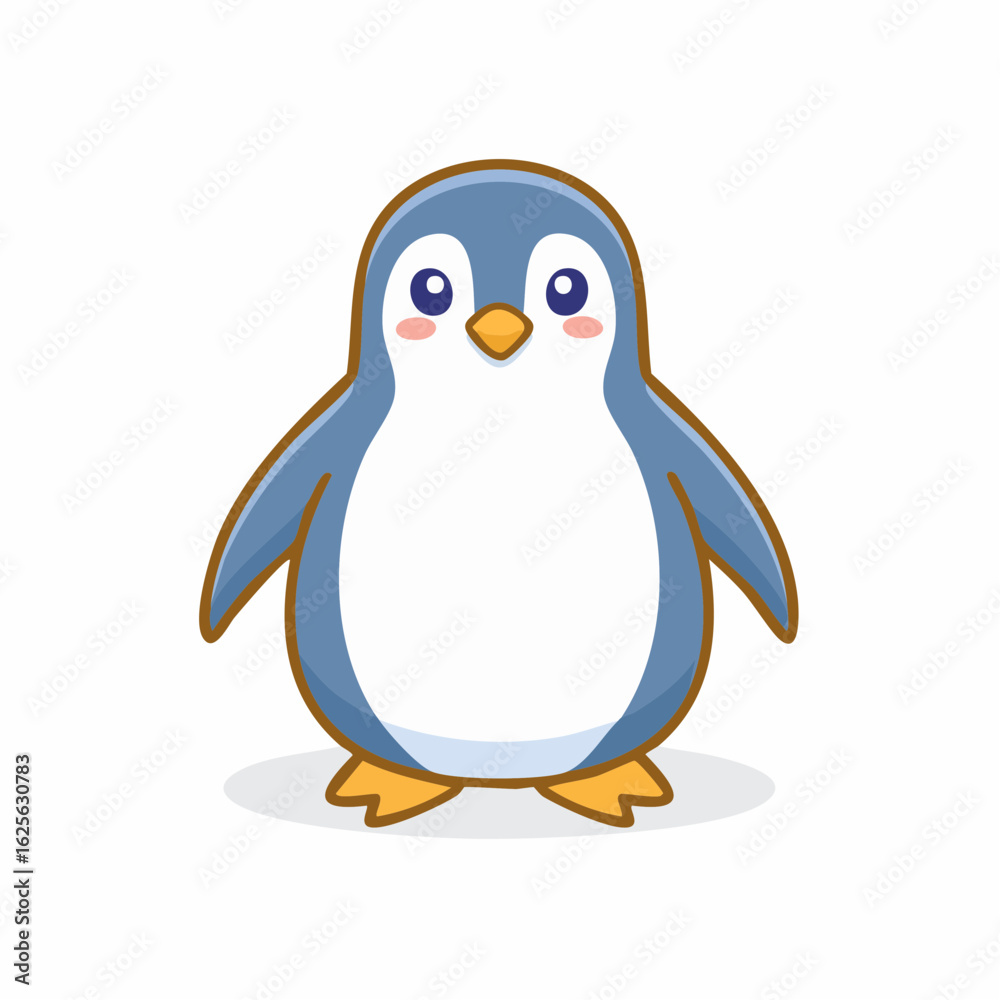Obraz premium Charming cartoon penguin illustration with soft pastel colors and gentle shading