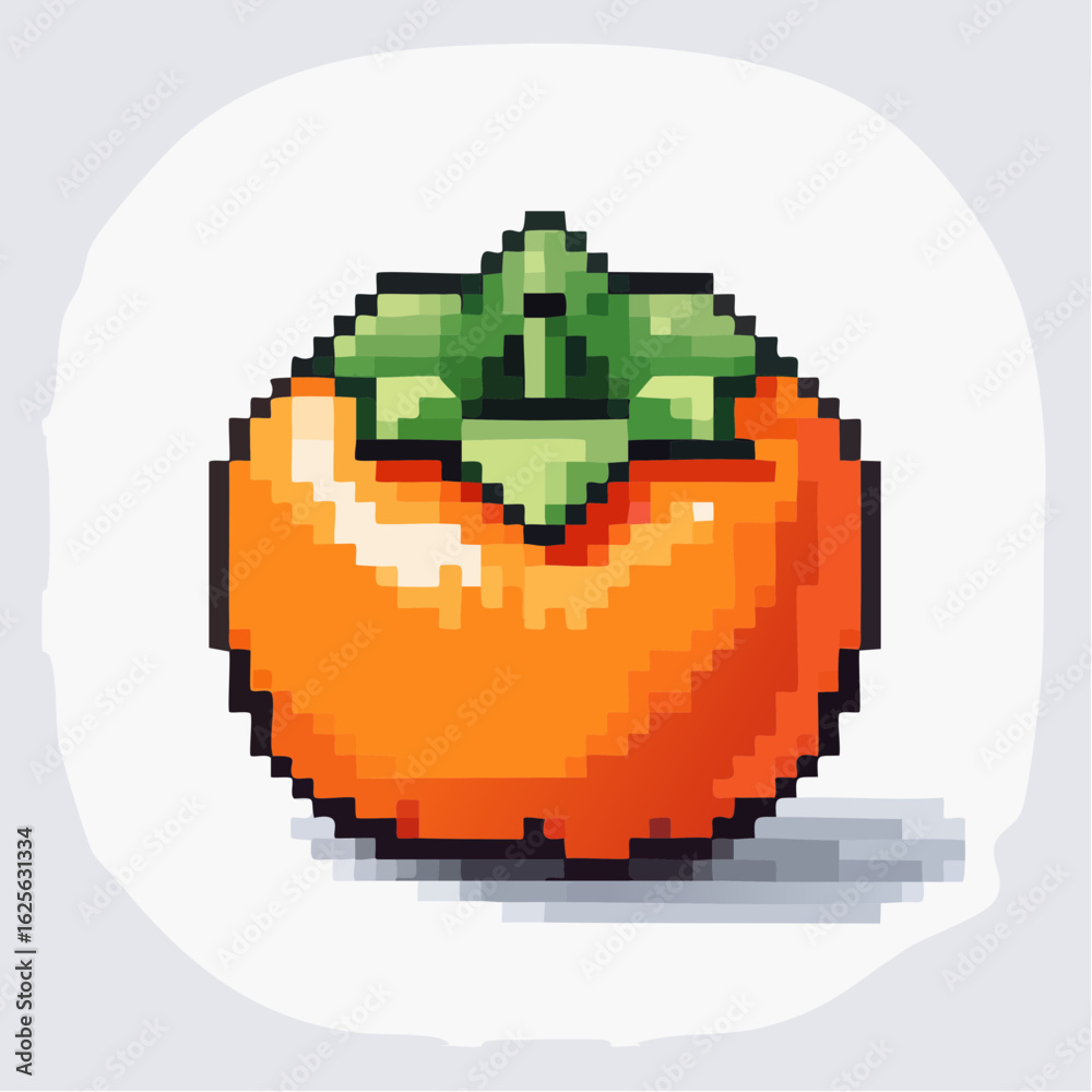 Fototapeta premium Pixelated Persimmon Art: A Digital Illustration of a Classic Fall Fruit Beauty