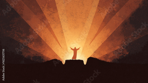 Futuristic Jesus resurrection appear cloud watercolor light biblical.