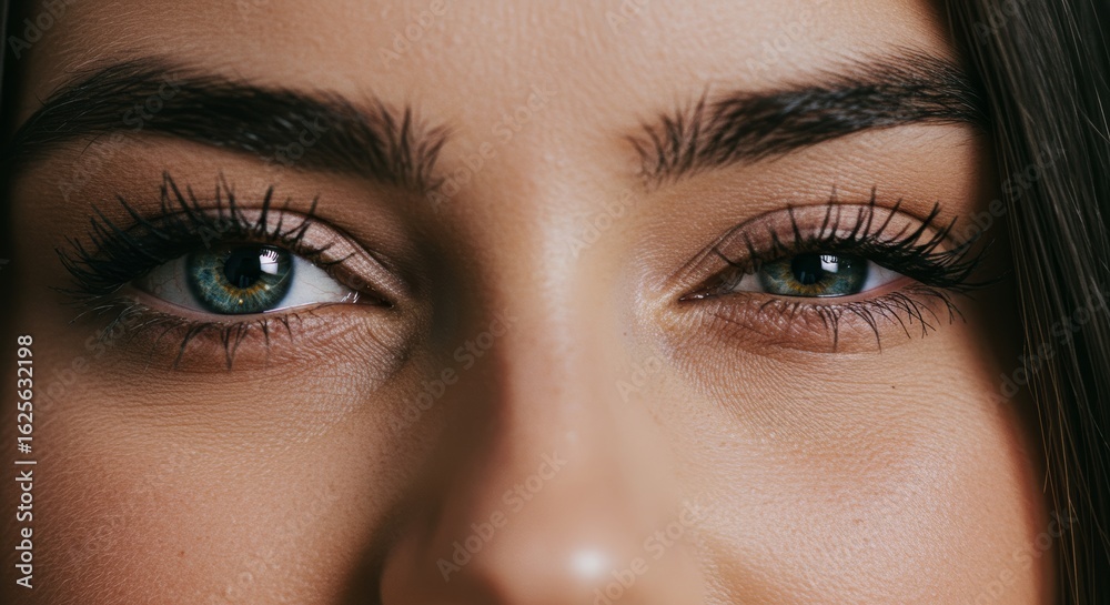 Fototapeta premium Close-up of Beautiful Woman's Eyes with Green Iris and Long Lashes