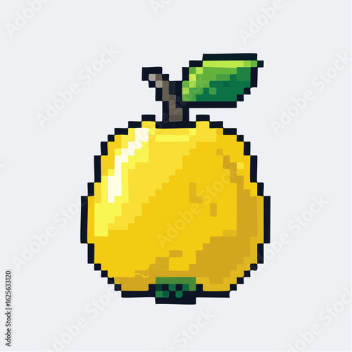 Pixelated Delight: A charming yellow apple in pixel art style brings retro vibes