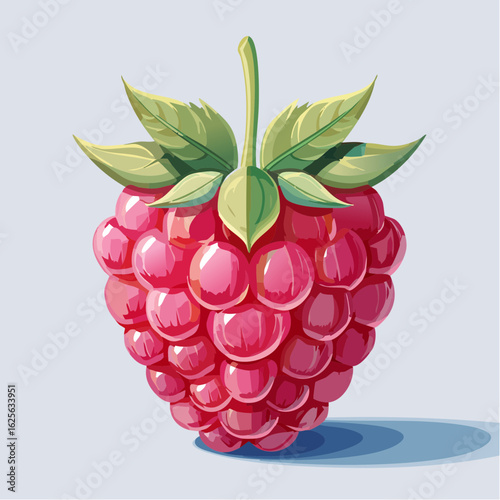 Vibrant raspberry illustration, fresh from the garden, a burst of summery flavors and colors