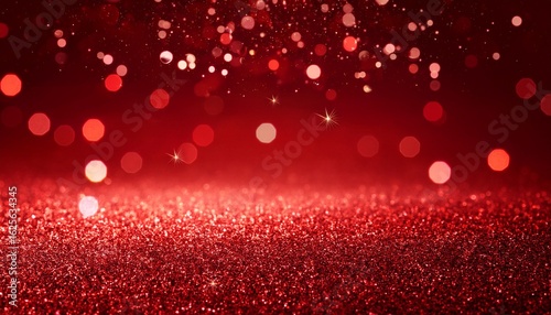 festive red glitter background with shimmering effects and a soft bokeh glow