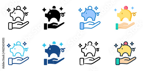 Savings icon set multiple style collection 
