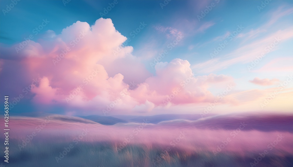 Obraz premium dreamy ethereal sky with pastel clouds serene landscape mystical atmosphere soft focus pastel