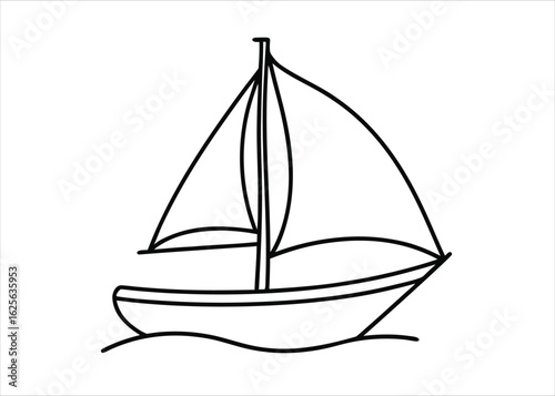 Elegant single line art depicting a nautical sailboat conveying a sense of business journey and maritime adventure