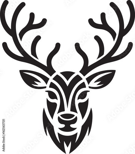 Striking deer head silhouette with majestic antlers