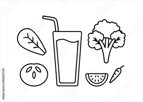 Refreshing green vegetable juice smoothie with broccoli and healthy ingredients for a nourishing drink