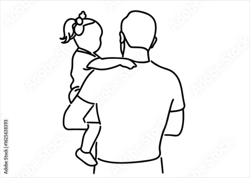 Cherished father daughter connection depicted through elegant single line art drawing showing familial affection and bonding
