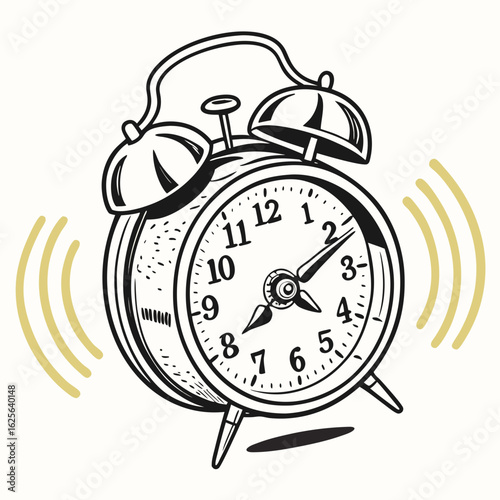 Vector art of vintage alarm clock illustration to show the concept of time management and the importance of waking up on time for work