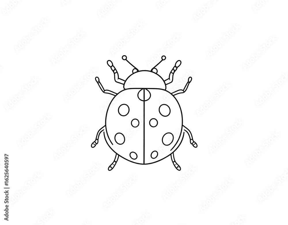 Obraz premium Symmetrical ladybug outline illustration with circular spots a minimalist topdown view of an insect.