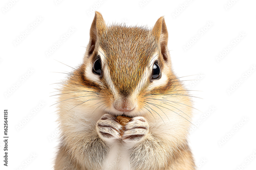 Obraz premium Close up of an adorable chipmunk eating a nut.