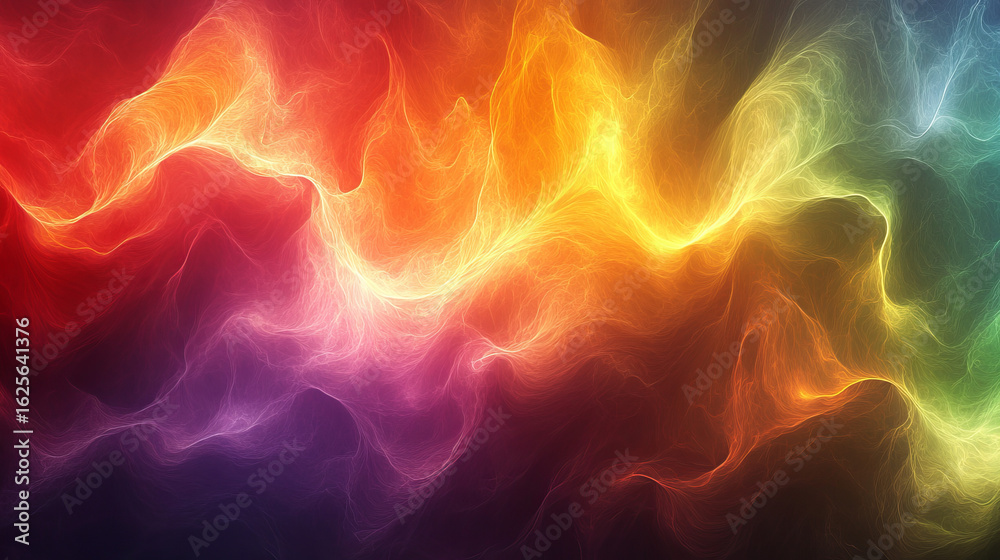Obraz premium Abstract vibrant energy waves of rainbow colors