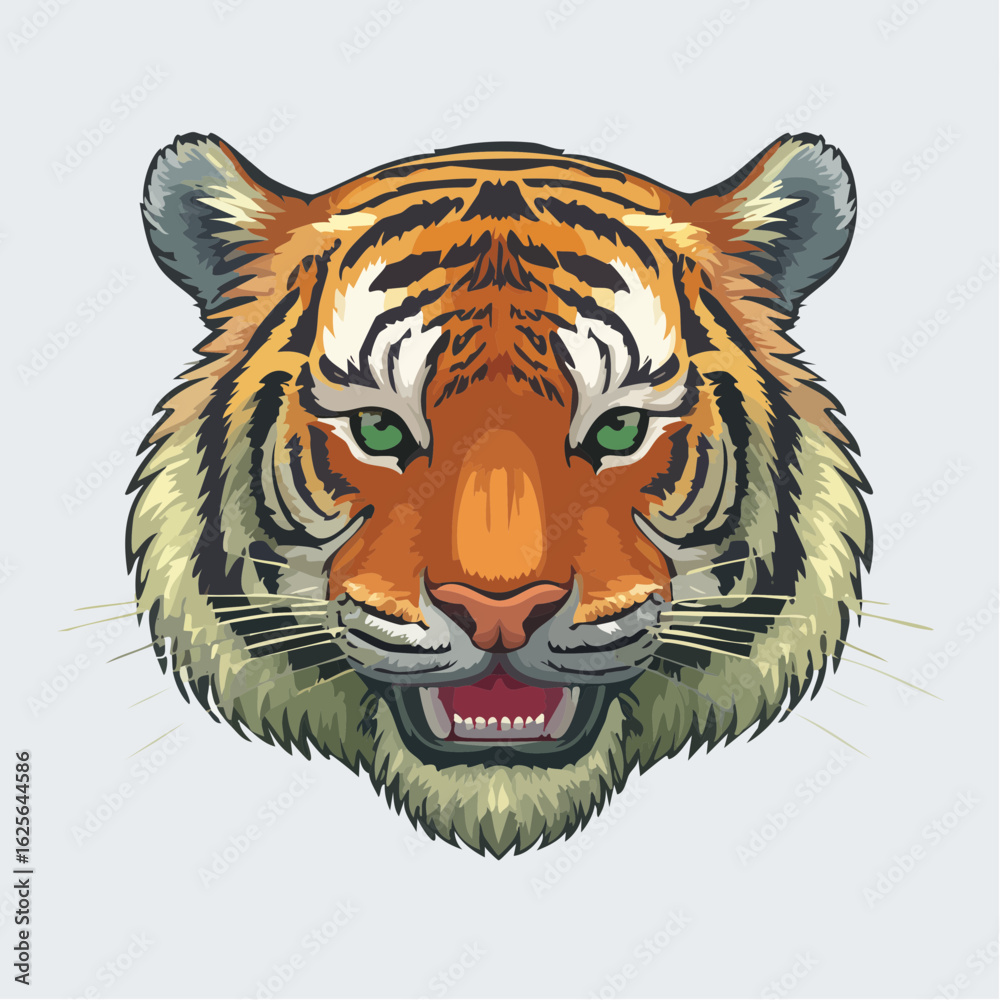 Fototapeta premium Striking tiger head portrait showcasing intricate details and vibrant colors for art projects