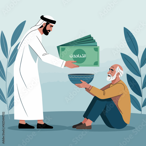 An elderly man receives money from a young man, highlighting the deep human connection shown through acts of kindness and financial support within communities.