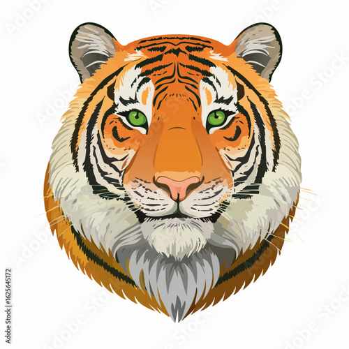 Majestic Tiger Portrait: A Detailed Vector Illustration Showcasing Striking Feline Features