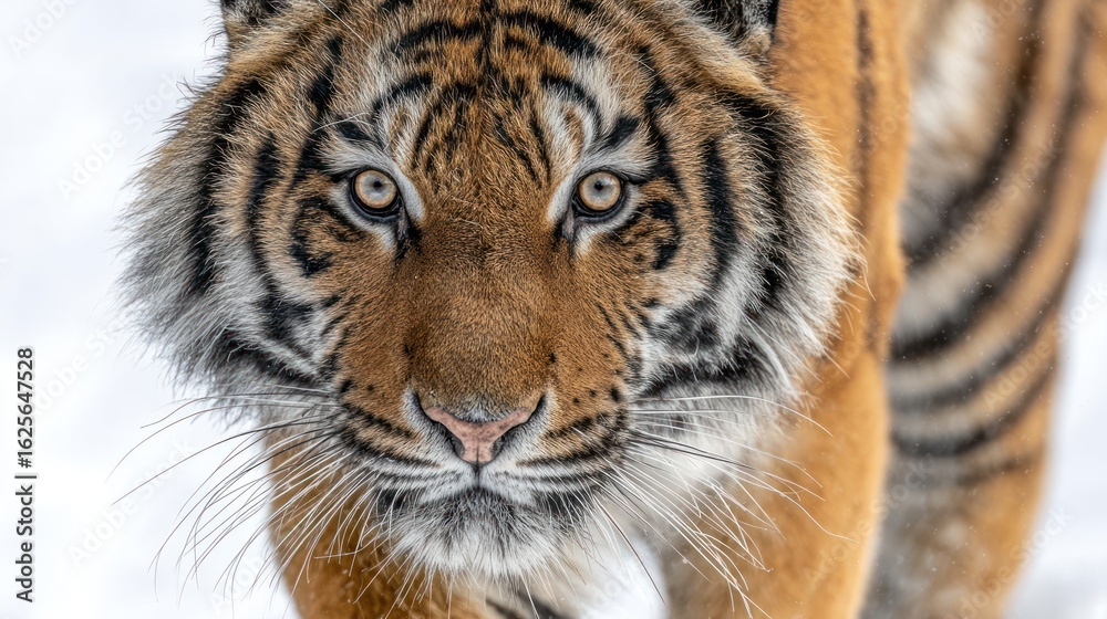 Fototapeta premium Close-up of a tiger's face in snow