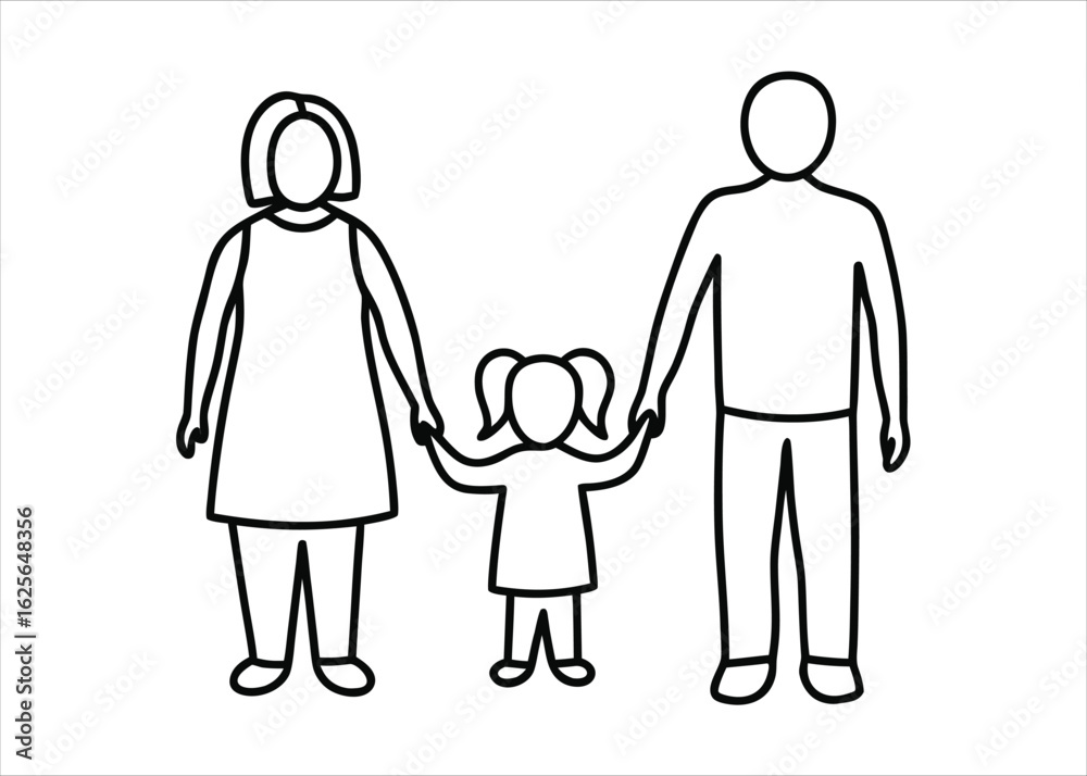 Charming continuous line art illustration of a joyful family celebrating togetherness and connection in a simple artistic style Charming continuous line art illustration of a joyful family celebrating togetherness and connection in a simple artistic style