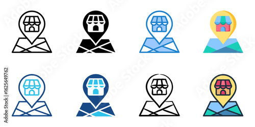 Store locator icon set multiple style collection 
