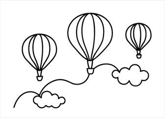 Fotobehang Luchtballon Kleurrijke luchtballon illustratie op wit  © Miraz10