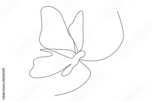 Abstract minimalist butterfly design created with a single continuous line, ideal for prints, logos, or zen art projects
