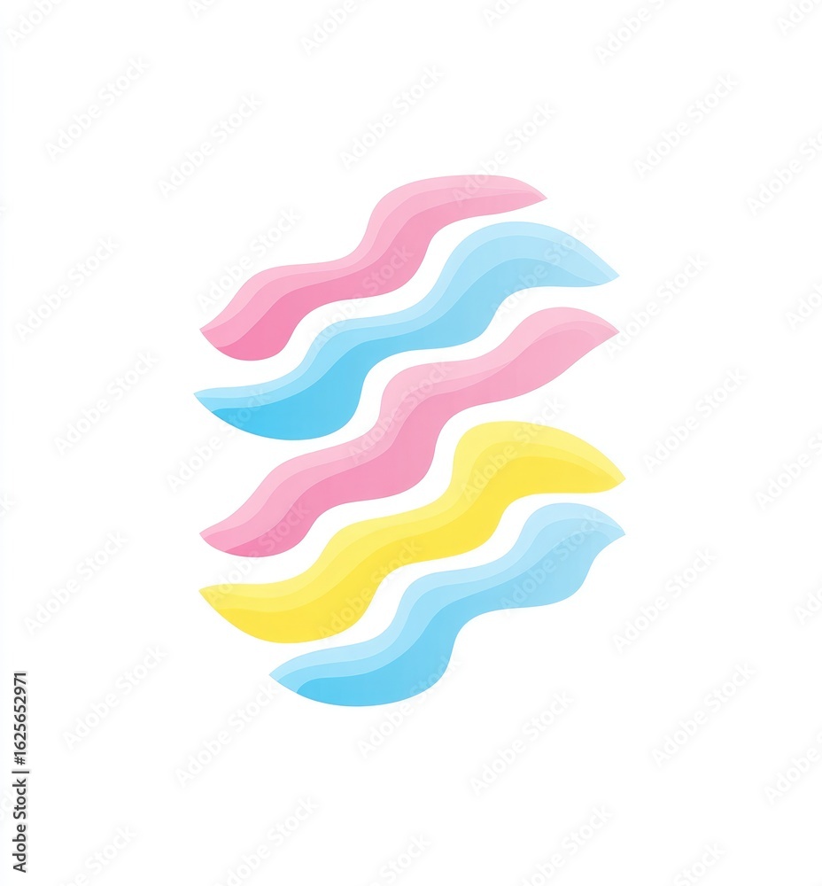 Fototapeta premium Abstract design with overlapping, wavy, pastel-colored shapes