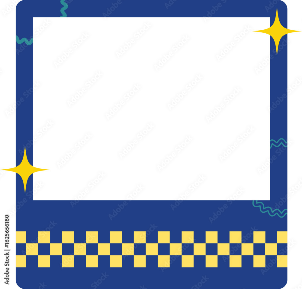Obraz premium Square Blue Frame with Yellow Checkered Border