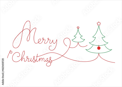 Elegant merry christmas single line art decoration design featuring festive holiday elements in a continuous flow
