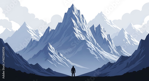 Majestic Mountain Peak: A Solitary Journey